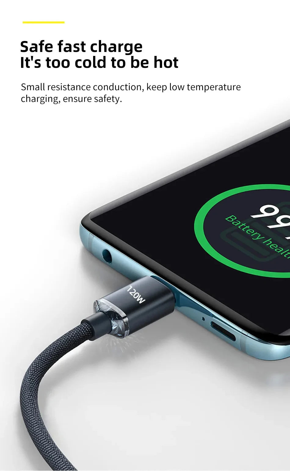 120W 7A Type C to Type C Cable For Iphone 15 Xiaomi Oneplus Mobile Phone Fast Charge USB C Cable Type C Quick Data Charger Cords