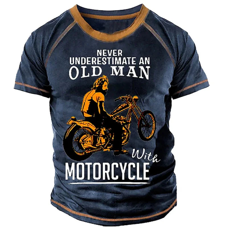 The Rock Men Style T-shirts Motorcyle Graphic Short Sleeve Big Size S-4XL Men T shirt Vintage Fashion High Quailty Casual Wear